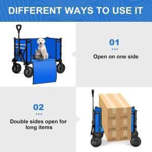 Collapsible Wagon Carts,Folding Wagon Cart with All Terrain Wheels,Heavy Duty Garden Carts with Adjustable Handle,Outdoor Utility Wagon for Camping Shopping Sports Fishing - 6