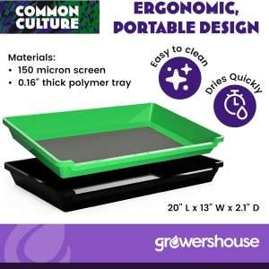 COMMON CULTURE Trim Tray Kit with Trimming Tray 13 x 20, 150 Micron Pollen Screen, Bottom Harvest Bin, Scissors, Herb Plant Flower Dry Sifter Accessories and Supplies Set - 2