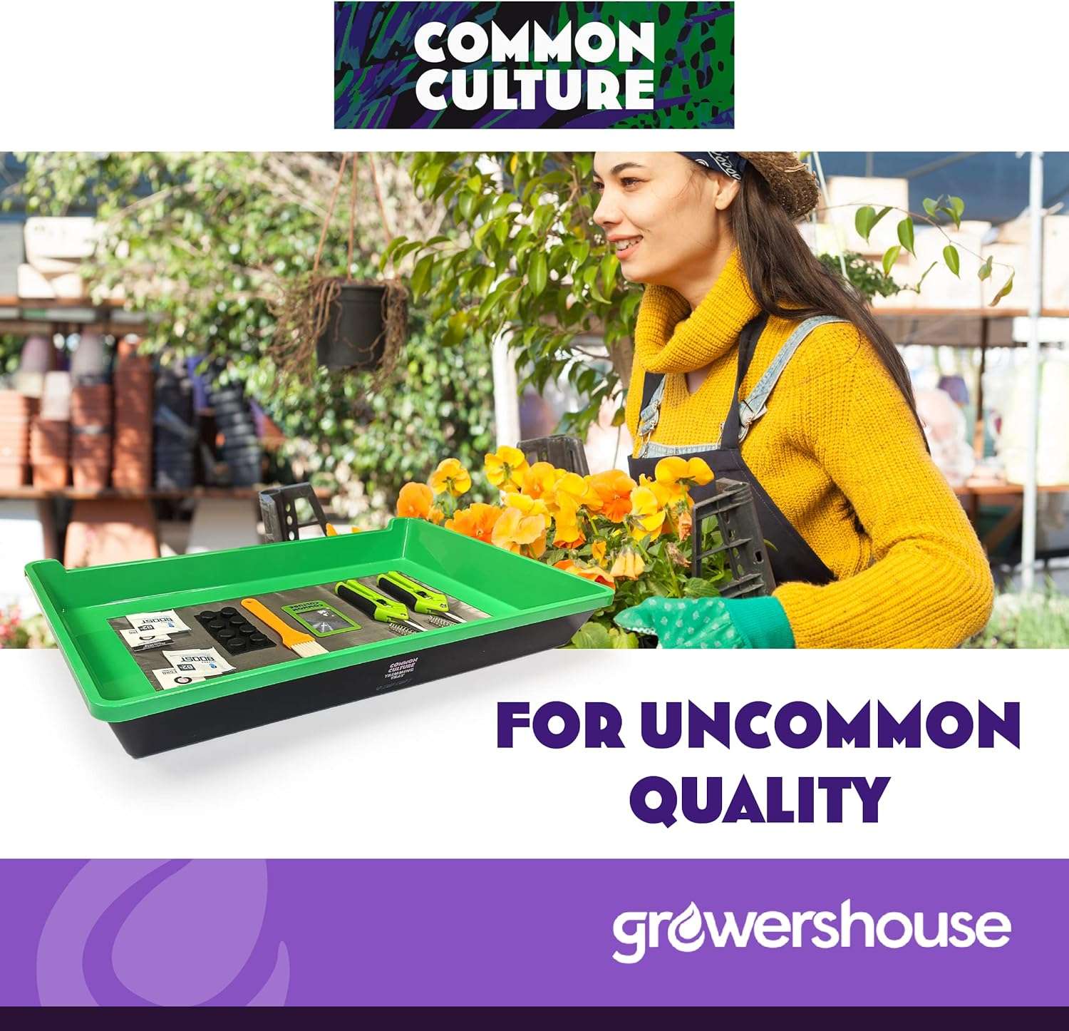 COMMON CULTURE Trim Tray Kit with Trimming Tray 13 x 20, 150 Micron Pollen Screen, Bottom Harvest Bin, Scissors, Herb Plant Flower Dry Sifter Accessories and Supplies Set - 7