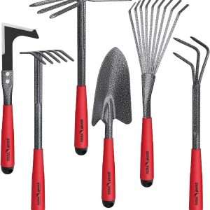 FLORA GUARD Garden Tool Set, 6 Piece Heavy Duty, Large Size Gardening Hand Tools, Sturdy & Durable, Classic Utility Gardening Gift for Men and Women - 1