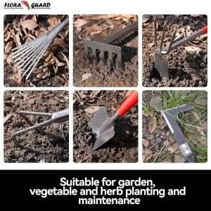 FLORA GUARD Garden Tool Set, 6 Piece Heavy Duty, Large Size Gardening Hand Tools, Sturdy & Durable, Classic Utility Gardening Gift for Men and Women - 6