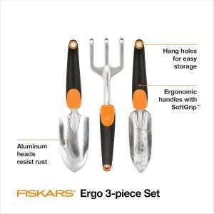 Fiskars 3-in-1 Garden Tool Set, Includes Trowel, Transplanter, and Cultivator for Outdoor Gardening, Ergonomic Yard Tool Kit - 2