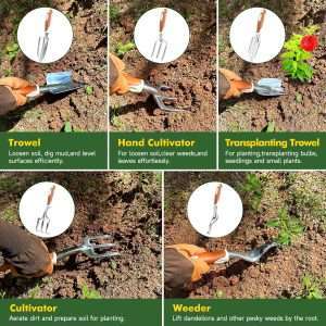 MelonArt Garden Tool Set,10 Pcs Heavy Duty Gardening Hand Tool Kit for Women Aluminum with Non Slip Ergonomic Handle, Storage Tote Bag and Gardening Gloves - 2