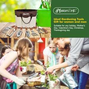 MelonArt Garden Tool Set,10 Pcs Heavy Duty Gardening Hand Tool Kit for Women Aluminum with Non Slip Ergonomic Handle, Storage Tote Bag and Gardening Gloves - 7
