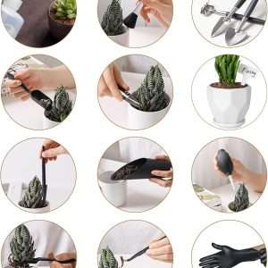 Melphoe 25Pcs Mini Garden Hand Transplanting Succulent Tools Set, 39.4 Thickened Repotting Mat & Plant Tag, Miniature Planting Indoor Fairy Care, Potting, Cactus, Houseplant Bonsai Tool Kit - 2