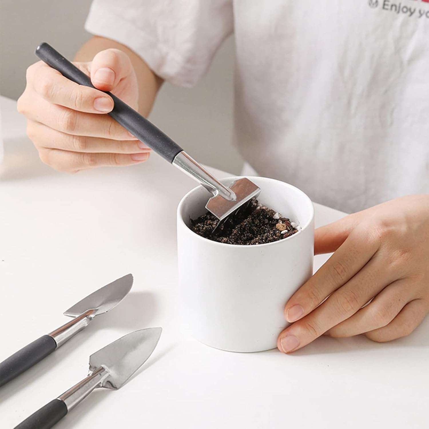 Melphoe 25Pcs Mini Garden Hand Transplanting Succulent Tools Set, 39.4 Thickened Repotting Mat & Plant Tag, Miniature Planting Indoor Fairy Care, Potting, Cactus, Houseplant Bonsai Tool Kit - 4