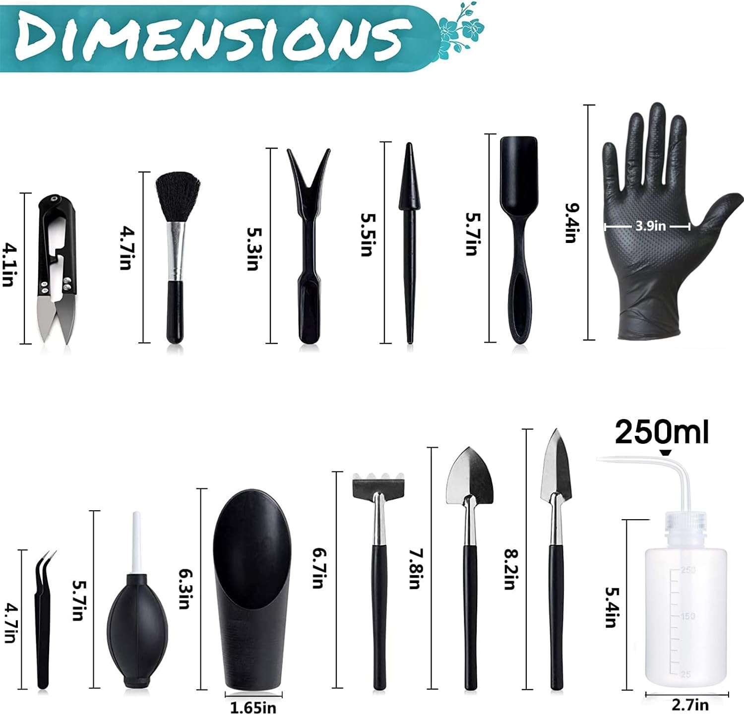 Melphoe 25Pcs Mini Garden Hand Transplanting Succulent Tools Set, 39.4 Thickened Repotting Mat & Plant Tag, Miniature Planting Indoor Fairy Care, Potting, Cactus, Houseplant Bonsai Tool Kit - 6