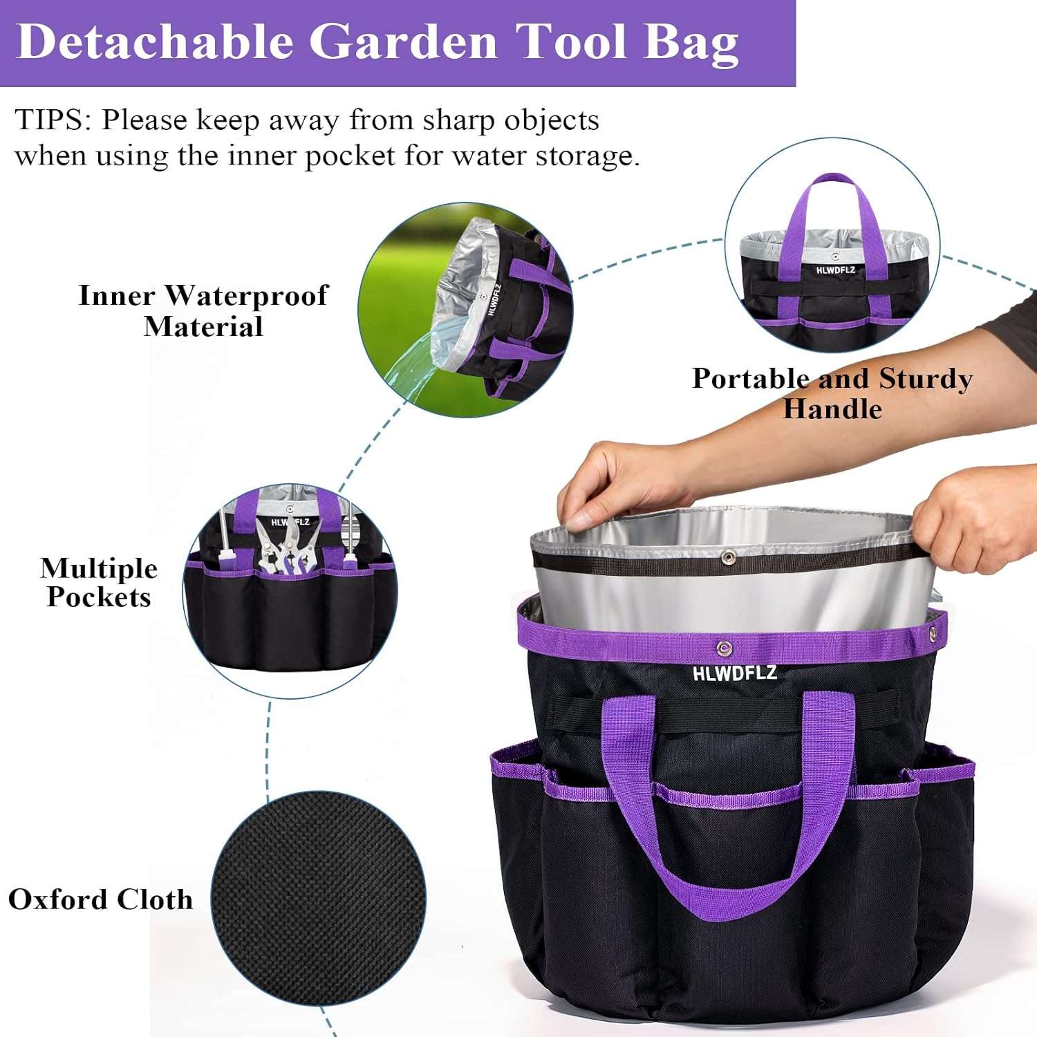 Purple Garden Tool Set Gardening Items for Women - 11PCS Heavy Duty Garden Tools with Detachable Storage Bag, Weeder, Dual-Purpose Hoe - 4