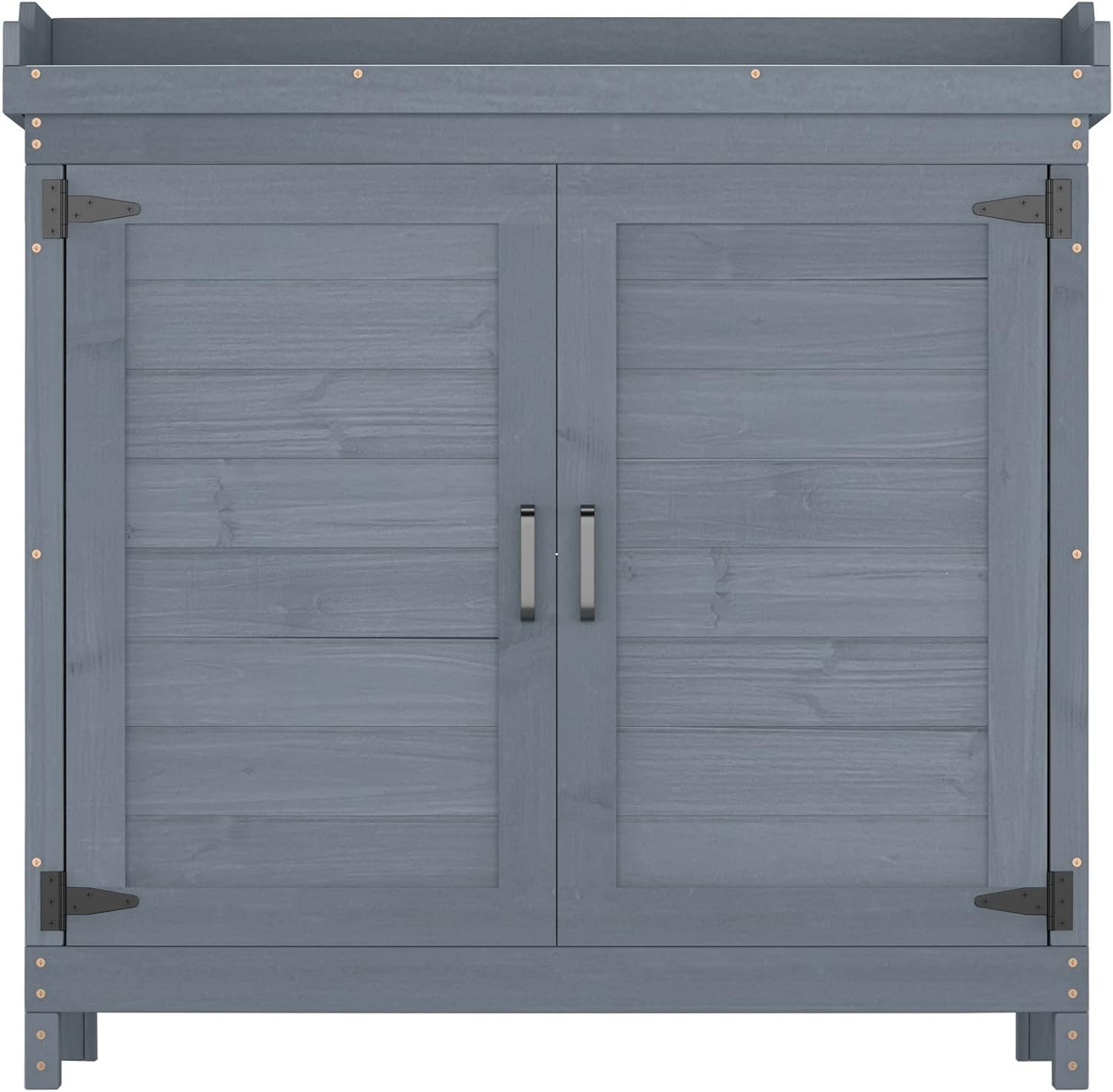 Outdoor Garden Patio Wooden Storage Cabinet Furniture Waterproof Tool Shed with Potting Benches Outdoor Work Station Table - 6