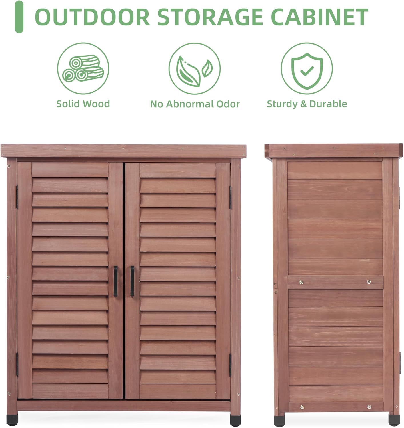 Potting Bench with Storage Cabinet and Metal Table Top for Outdoor Patio, Garden Furniture Wood Workstation - 6