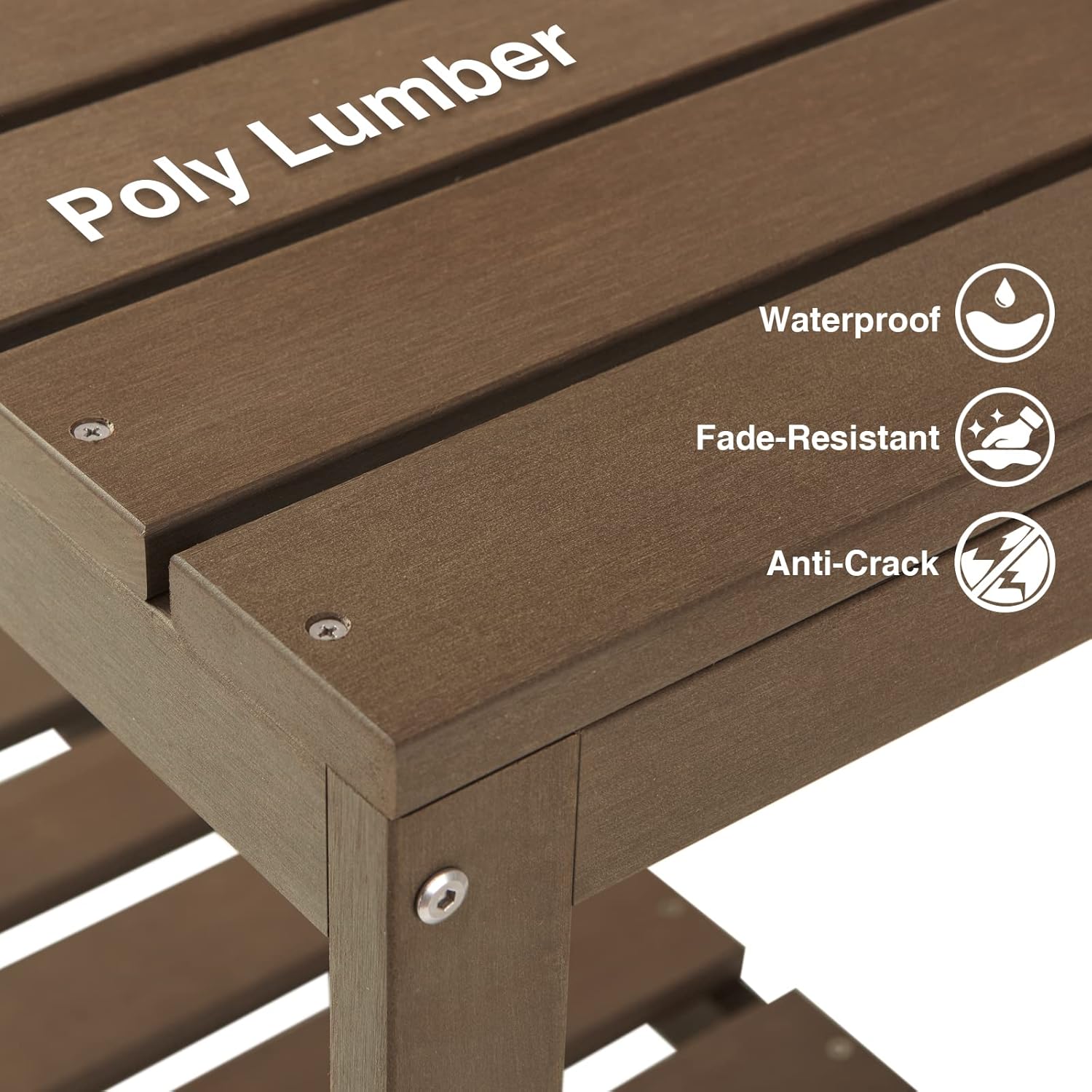 Psilvam Outdoor Poly Lumber Potting Bench, Polystyrene Garden Table with Storage Shelves, All-Weather Patio Work Station for Gardening - 4