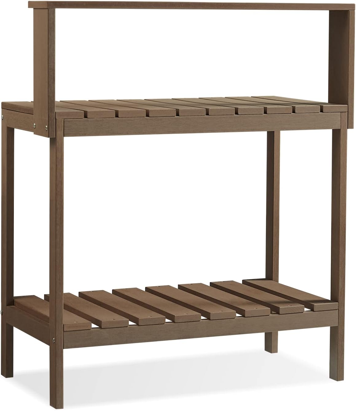 Psilvam Outdoor Poly Lumber Potting Bench, Polystyrene Garden Table with Storage Shelves, All-Weather Patio Work Station for Gardening - 5