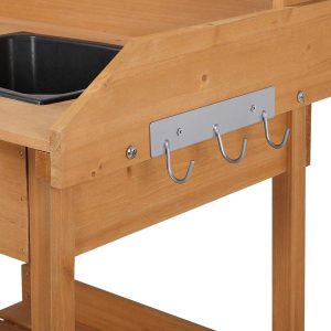 Yaheetech Potting Bench Outdoor Garden Work Bench Station Planting Solid Wood Construction for Horticulture w-Sink Drawer Rack Shelves Natural Wood - 9