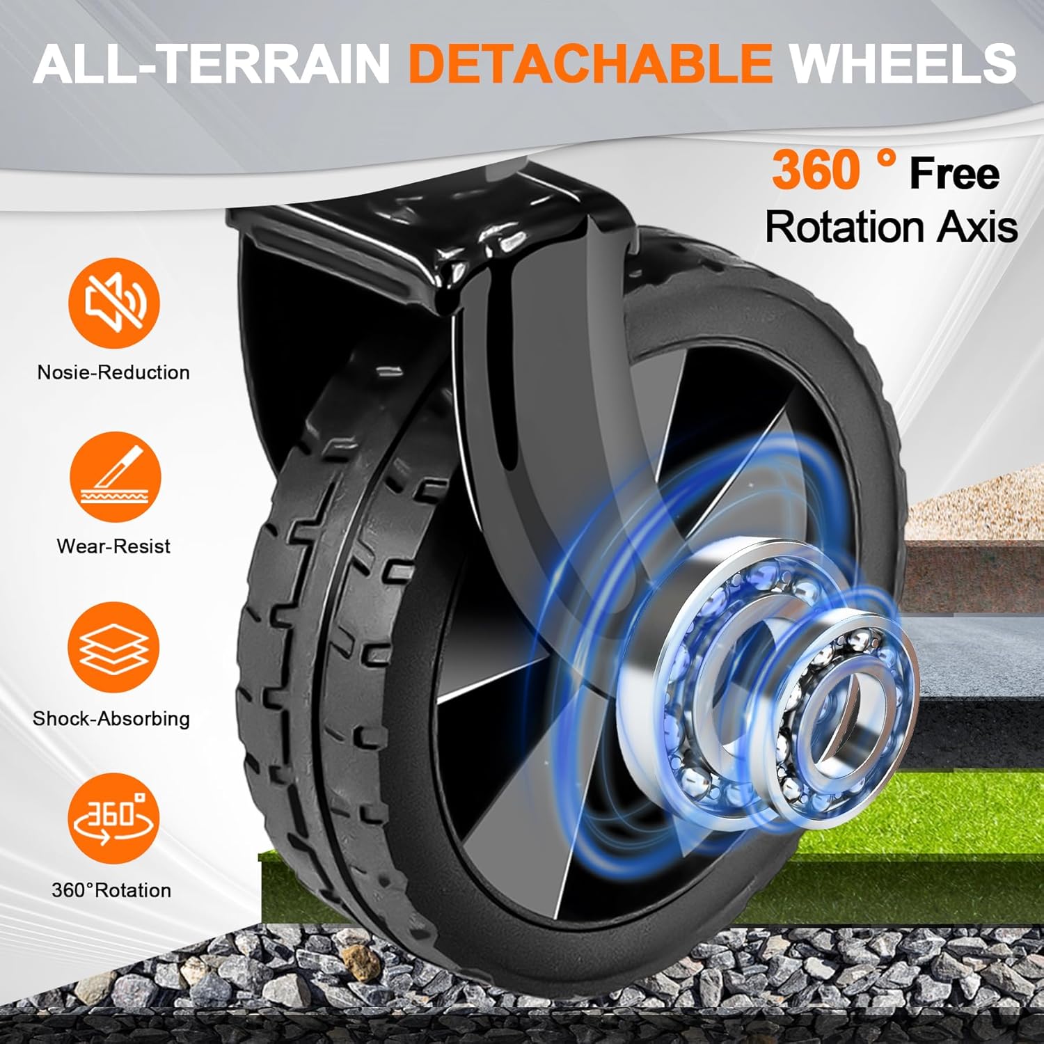 Collapsible Folding Wagon Cart, 350LBS Utility Large Capacity Cart Foldable Wagon with All Terrain Wheels, Grocery Wagons Carts for Garden Shopping Sports Camping, Black - 3