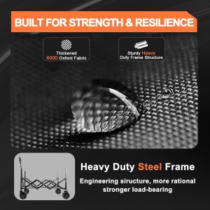 Collapsible Folding Wagon Cart, 350LBS Utility Large Capacity Cart Foldable Wagon with All Terrain Wheels, Grocery Wagons Carts for Garden Shopping Sports Camping, Black - 6