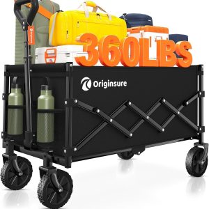Collapsible Wagon Cart Foldable - Lightweight Portable Heavy Duty Folding Beach Wagons with Wheels - Outdoor Utility Carts for Grocery, Camping, Shopping, Sports, Garden with Large Capacity - 1