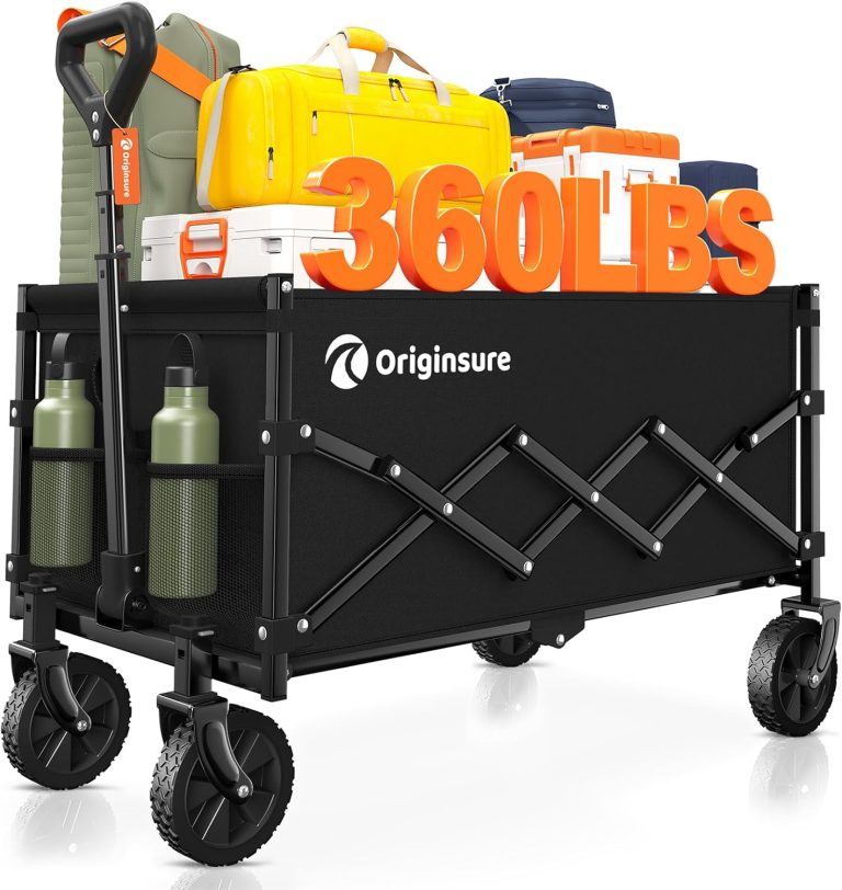 Collapsible Wagon Cart Foldable – Lightweight Portable Heavy Duty Folding Beach Wagons with Wheels – Outdoor Utility Carts for Grocery, Camping, Shopping, Sports, Garden with Large Capacity