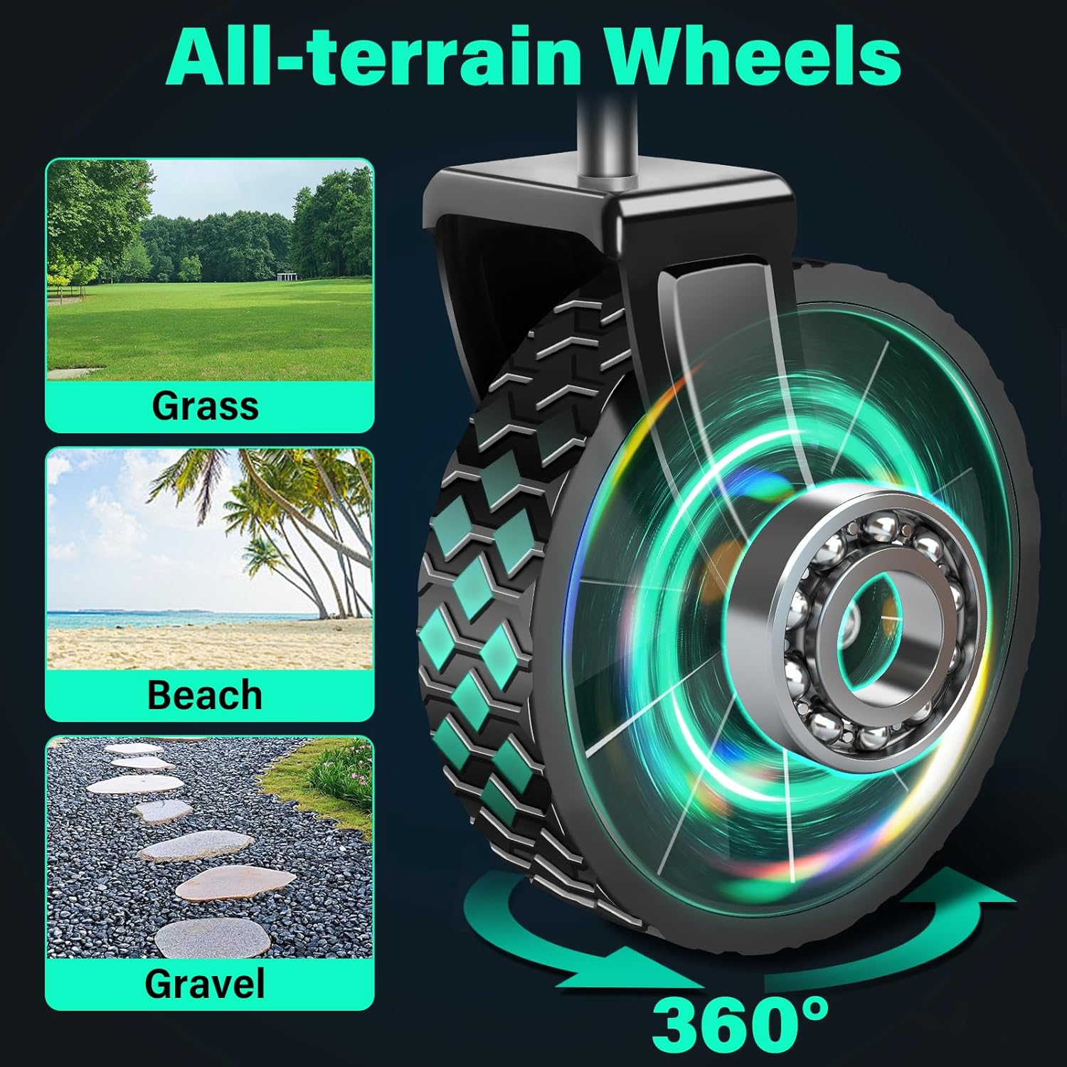 Collapsible Wagon Cart with Wheels Foldable- 360LBS Heavy Duty Folding Utility Wagon - Portable All Terrain Grocery Wagon Cart for Groceries Shopping Outdoor Camping Fishing Sports - 6