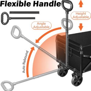 Wagons Carts Foldable - 360Lbs Collapsible Wagon Cart with Wheels Portable - Folding Wagon Lightweight for Camping, Sports, Travel, Picnic, Groceries, Shopping - 8