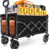 Wagons Carts Foldable, Collapsible Wagon Cart with Wheels - Beach Wagon Cart with Wheels for Sand Sports Camping Grocery, Black - 1