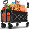 Wagons Carts Foldable, Collapsible Wagon, Foldable Wagon Cart with Wheels, Folding Wagons for Beach Camp Sports Garden, 2 Cup Holders-Lightweight Portable-Black-360 LBS - 1
