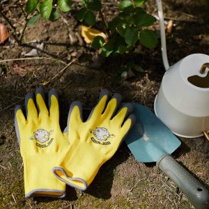 COOLJOB 3 Pairs Kids Gardening Gloves for Age 3-5, Children Grippy Rubber Coated Garden Work Gloves, Orange & Green & Yellow, Small Size - 3