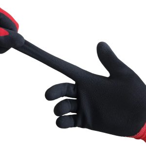 COOLJOB Gardening Gloves for Men, 2 Pairs Breathable Rubber Coated for Garden Weeding Landscaping, Outside Work for Lawn Yard, Men's Large Size, Black & Red - 4