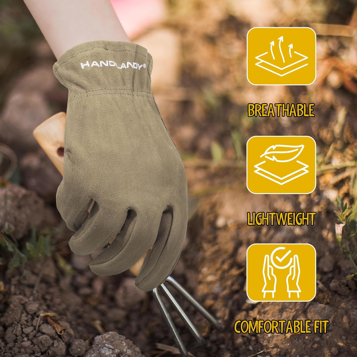 HANDLANDY Kids Genuine Leather Work Gloves for ages 3-11, Children Gardening Gloves for Boys, Girls - 4