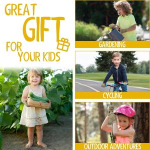 HANDLANDY Kids Genuine Leather Work Gloves for ages 3-11, Children Gardening Gloves for Boys, Girls - 5