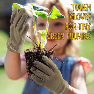 HANDLANDY Kids Genuine Leather Work Gloves for ages 3-11, Children Gardening Gloves for Boys, Girls - 6