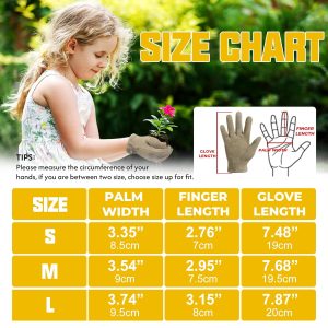 HANDLANDY Kids Genuine Leather Work Gloves for ages 3-11, Children Gardening Gloves for Boys, Girls - 7