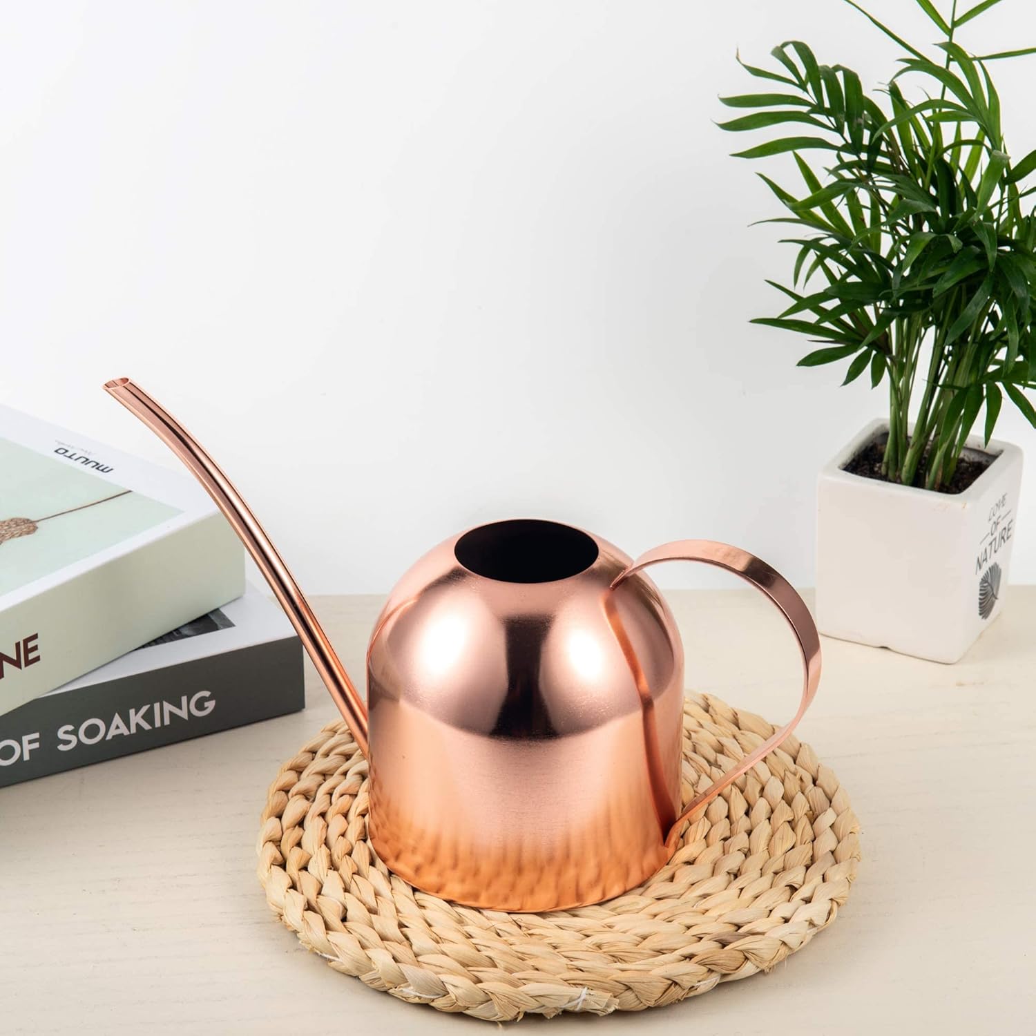 IMEEA Indoor Watering Can for House Plants 33oz-1L Stainless Steel Watering Can with Long Spout (Rose Gold) - 5