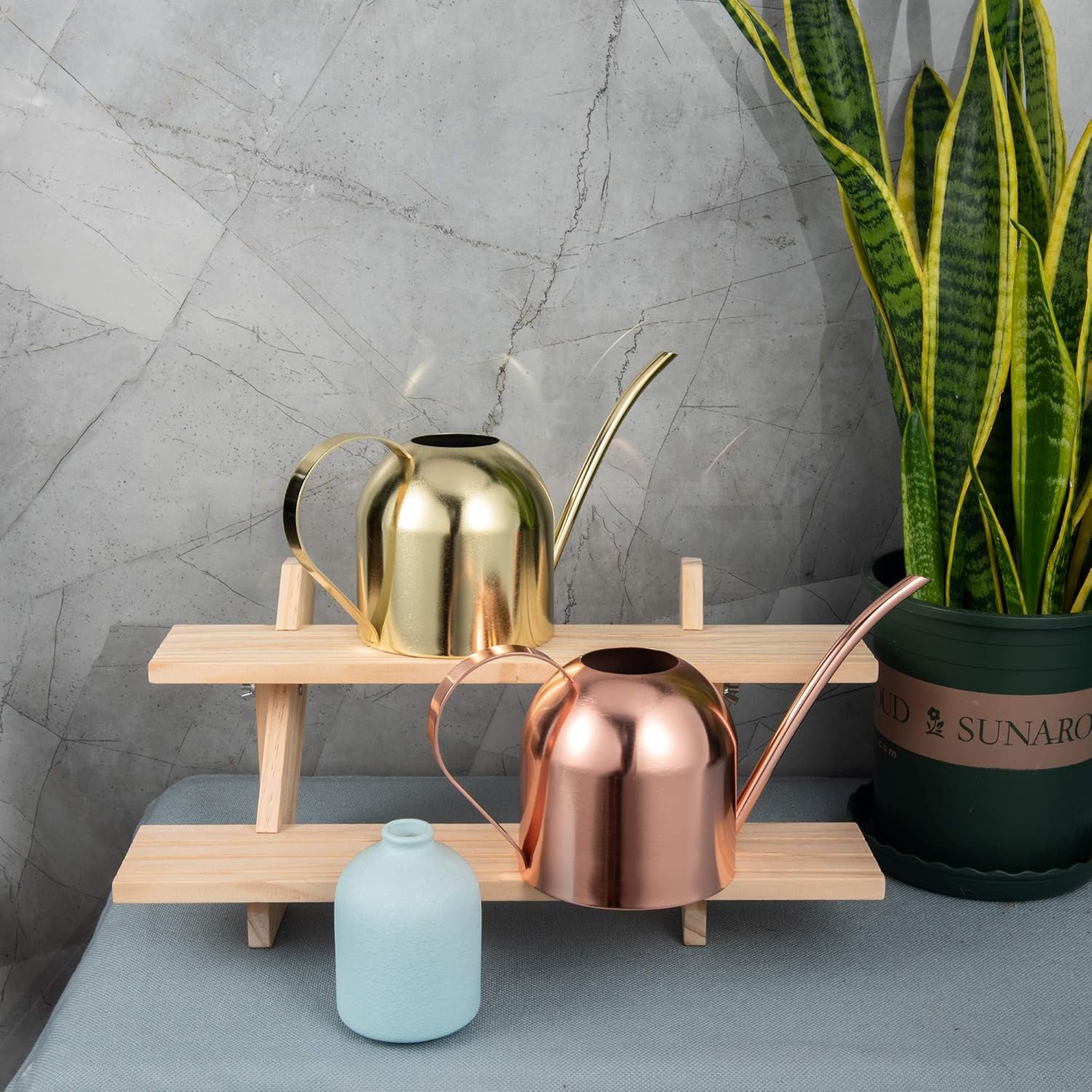 IMEEA Indoor Watering Can for House Plants 33oz-1L Stainless Steel Watering Can with Long Spout (Rose Gold) - 7