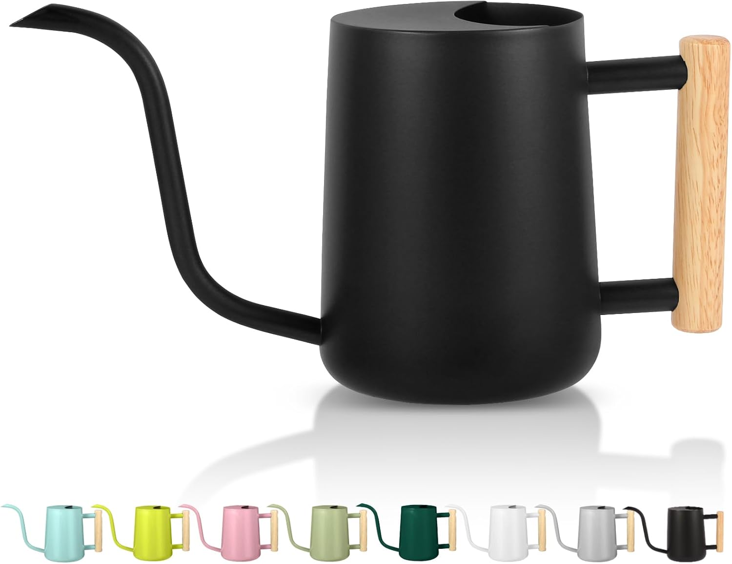 Plant Watering Can, 35oz Metal Watering Can, Stainless Steel Indoor Plants with Long Curved Spout, Small Bonsai Outdoor Garden Modern Decorative(Black) - 1