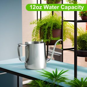 Small Watering Can for Indoor Plants, Mini Indoor Watering Can with Long Spout and Handle 12 Oz - 350 ml Rust-Proof 304 Stainless Steel Material - 7