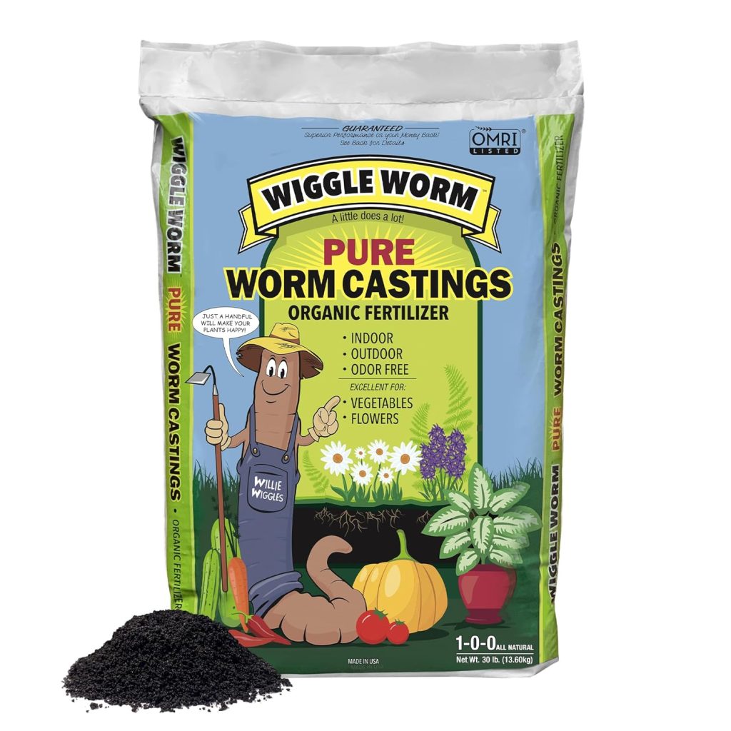 100% Pure Organic Mineral-Dense Worm Castings Fertilizer, 30lbs – Improves Soil Fertility and Aeration for Growing Better Houseplants, Vegetables, and More