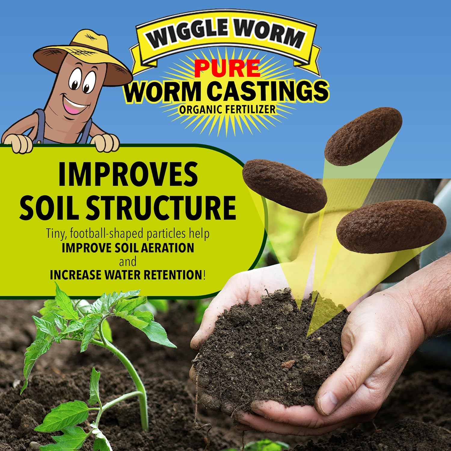 100% Pure Organic Mineral-Dense Worm Castings Fertilizer, 30lbs - Improves Soil Fertility and Aeration for Growing Better Houseplants, Vegetables, and More - 6