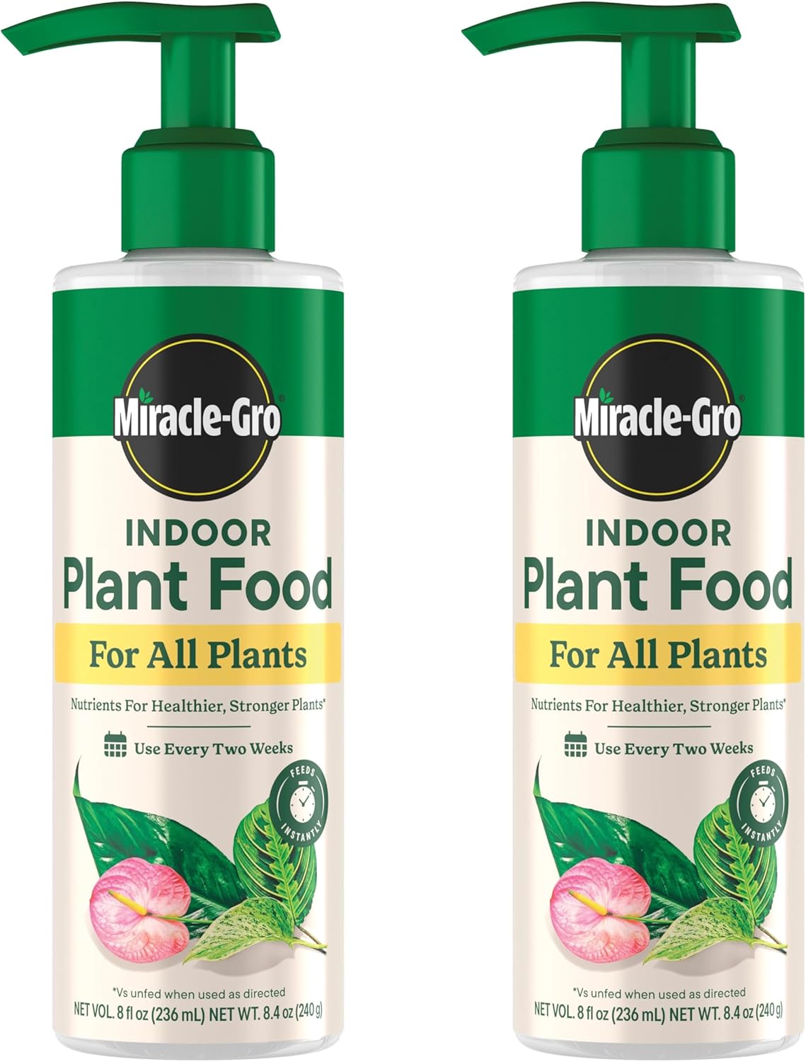 Miracle-Gro Indoor Plant Food for All Plants, Liquid Plant Food for Houseplants, Flowers, Vegetables, Herbs, and More, 8 fl. oz., 2-Pack - 1