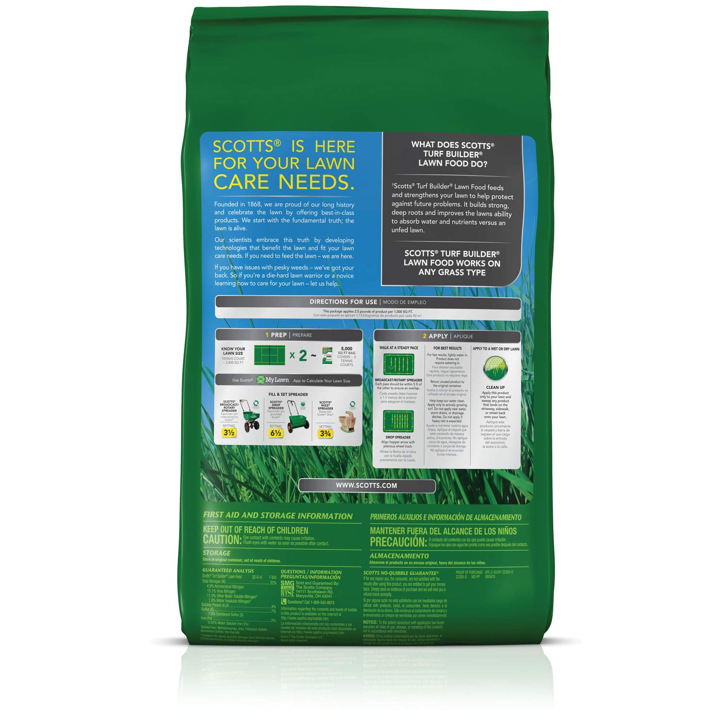 Scotts Turf Builder Lawn Food - Fertilizer for All Grass Types, 5,000 sq. ft., 12.5 lbs. - 3