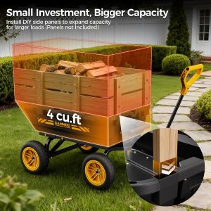 10in NO-FLAT TIRES 900lb Heavy-Duty Garden Dump Cart DIY Expandable Capacity Over 4 Cu.Ft. Utility Wagon with Quick-Release Dumping & Prime Grade 100% Virgin Polypropylene-Not Recycled Material - 4