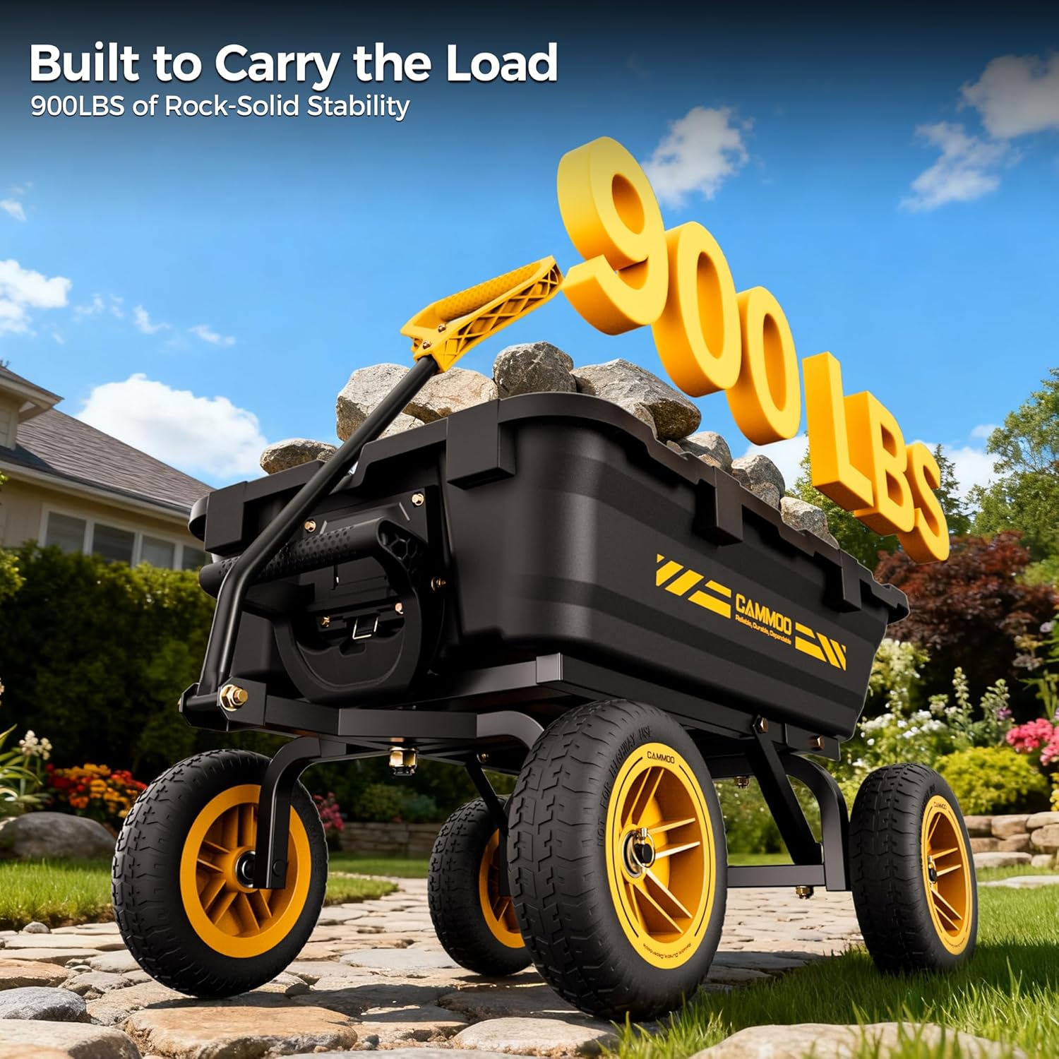 10in NO-FLAT TIRES 900lb Heavy-Duty Garden Dump Cart DIY Expandable Capacity Over 4 Cu.Ft. Utility Wagon with Quick-Release Dumping & Prime Grade 100% Virgin Polypropylene-Not Recycled Material - 6