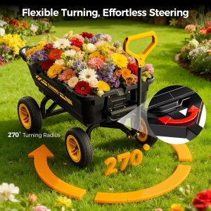 10in NO-FLAT TIRES 900lb Heavy-Duty Garden Dump Cart DIY Expandable Capacity Over 4 Cu.Ft. Utility Wagon with Quick-Release Dumping & Prime Grade 100% Virgin Polypropylene-Not Recycled Material - 8