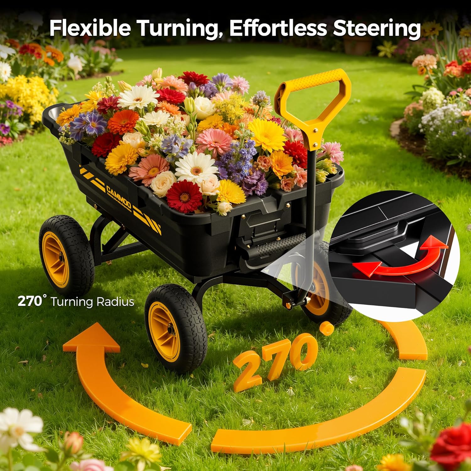 10in NO-FLAT TIRES 900lb Heavy-Duty Garden Dump Cart DIY Expandable Capacity Over 4 Cu.Ft. Utility Wagon with Quick-Release Dumping & Prime Grade 100% Virgin Polypropylene-Not Recycled Material - 8