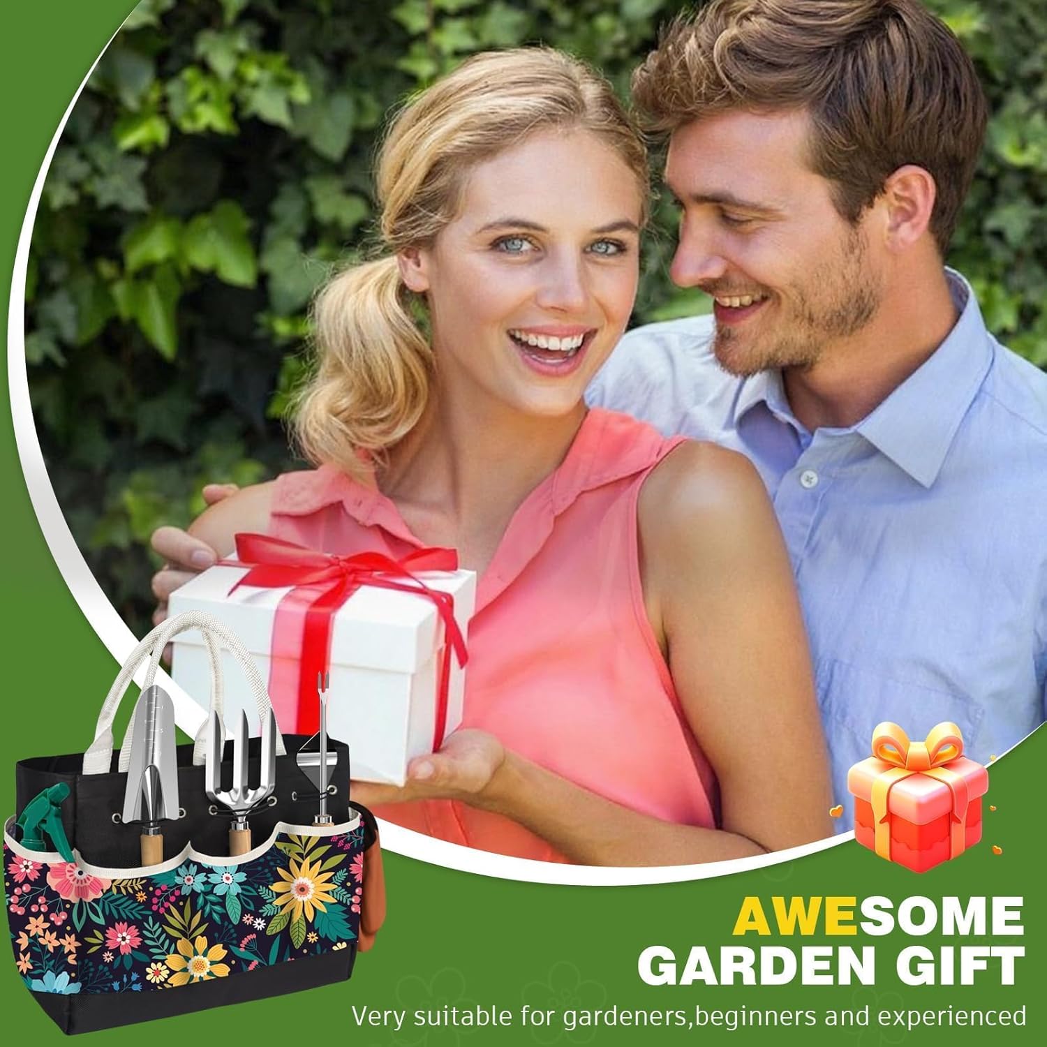 22Pcs Gardening Tools Set for Women Heavy Duty Garden Hand Tool Kit Garden Gifts for Mothers Day Mom Beginner Gardening Accessories with Tote Bag/Shovel/Repotting Mat/Plant Labels/Gloves-Black - Image 2