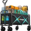 Collapsible Wagon with Wheels, 370lbs Weight Capacity Foldable Beach Wagon with Flexible Handle Portable Utility Wagon Cart for Outdoor, Grocery, Garden, Camping - 1
