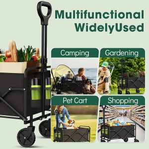 Collapsible Wagon with Wheels, 370lbs Weight Capacity Foldable Beach Wagon with Flexible Handle Portable Utility Wagon Cart for Outdoor, Grocery, Garden, Camping - 6