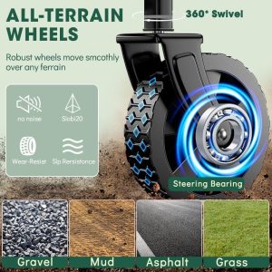 Collapsible Wagon with Wheels, 370lbs Weight Capacity Foldable Beach Wagon with Flexible Handle Portable Utility Wagon Cart for Outdoor, Grocery, Garden, Camping - 8