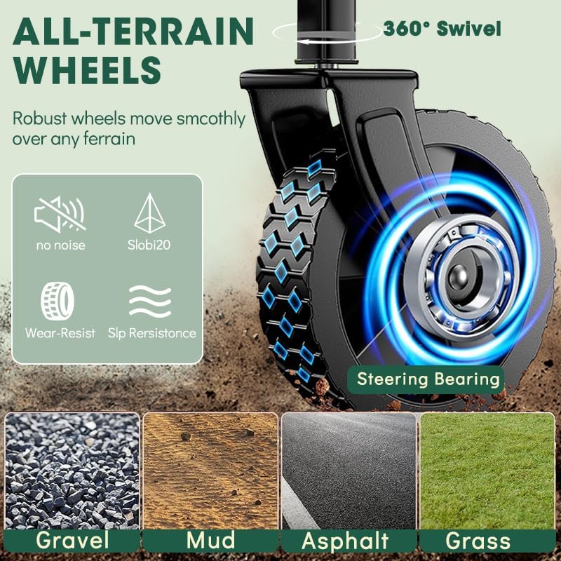 Collapsible Wagon with Wheels, 370lbs Weight Capacity Foldable Beach Wagon with Flexible Handle Portable Utility Wagon Cart for Outdoor, Grocery, Garden, Camping - 8