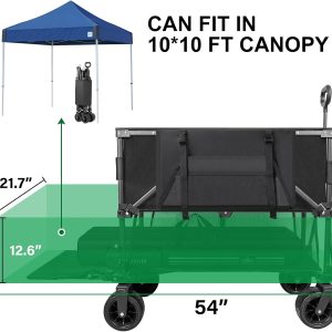 Double Decker Wagon 600lb Capacity & 400L Collapsible Sports Wagon with Big Wheels 54 Extended Utility Folding Cart for Camping Fishing & Outdoor Use - 5