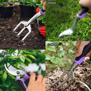 Alternative view of Garden Tools Set, 30 Piece Stainless Steel Gardening Kit with Vintage Floral Tote Bag, Non-Slip Ergonomic Rubber Handle, Ideal Gift for Women & Beginners, for Succulent, Home Garden